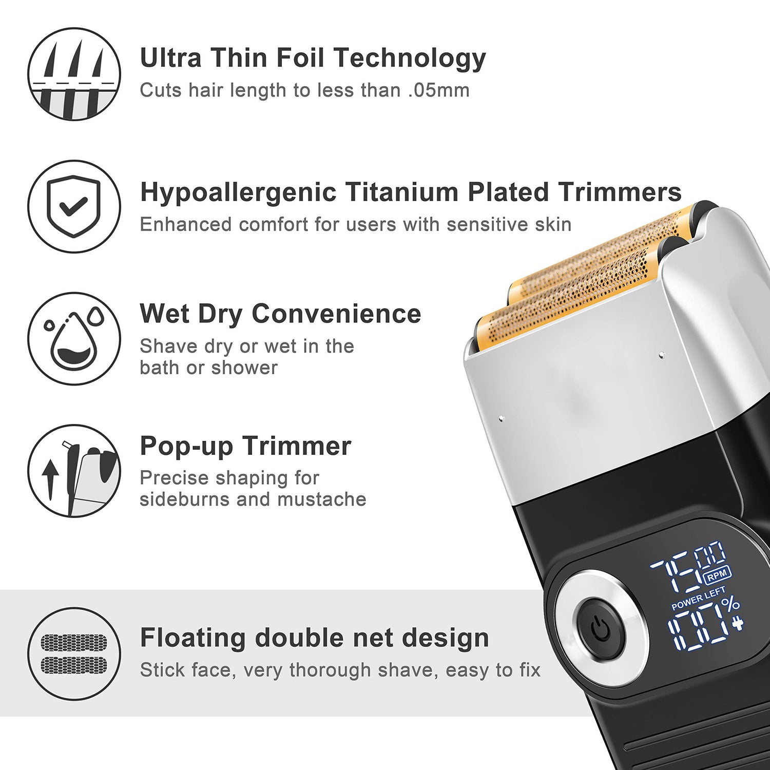 2-in-1 Electric Foil and Bald Shaver for Men