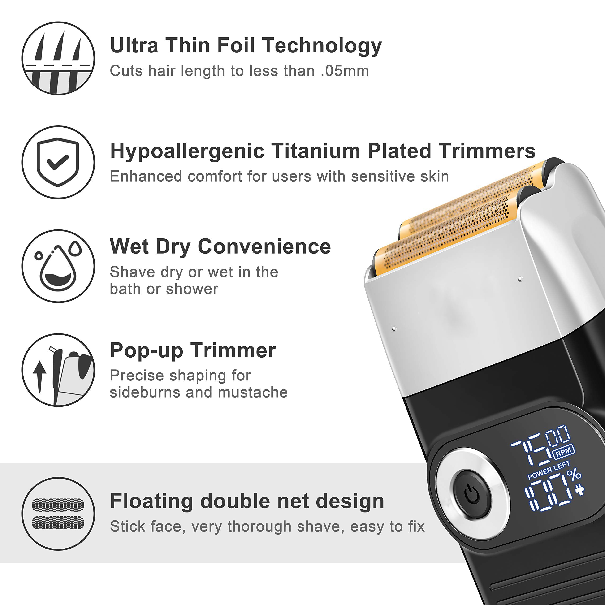 2-in-1 Electric Foil and Bald Shaver for Men